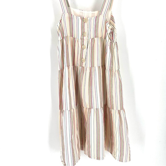 MADEWELL Button-Back Tiered Textural Rainbow Stripe Sun Summer Casual Dress - Picture 7 of 9